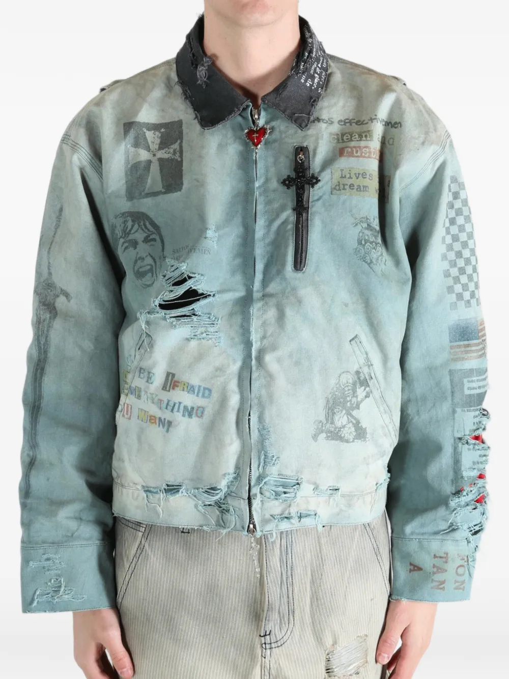  Saitos Chaqueta Worker Con Efecto Envejecido - Azul 