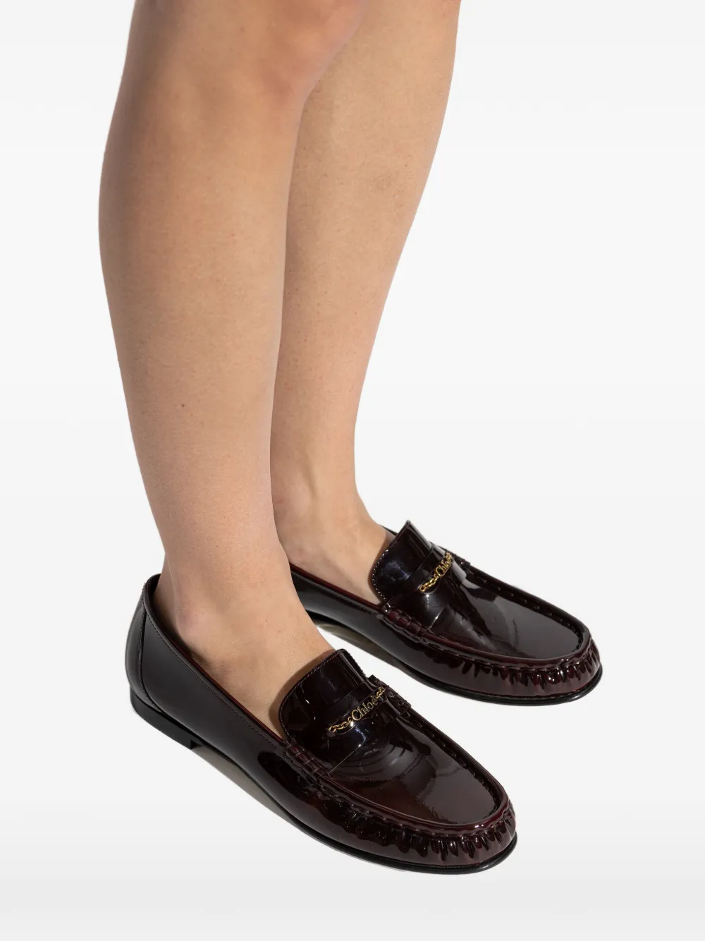 Chloé logo-appliqué leather loafers Bruin