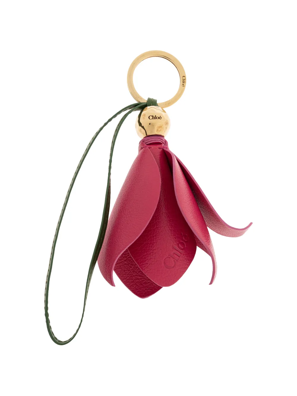 Chloé Tulip flower-pendant leather keyring - Rosa
