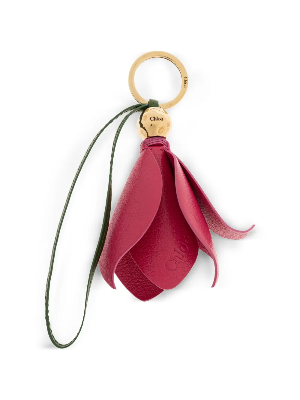 Chloé Tulip flower-pendant leather keyring - Rosa