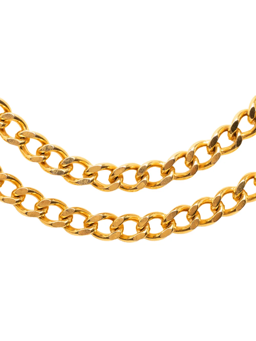 CHANEL Pre-Owned 1950-1970 Gold Plated Double Strand Link Chain Necklace costume necklace - Oro