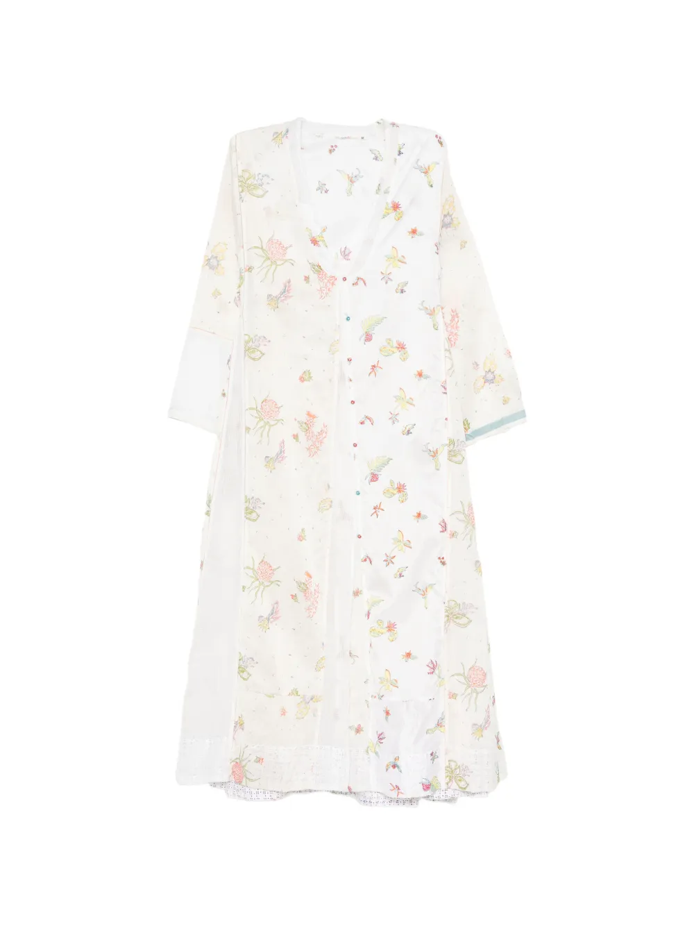 INJIRI floral-print V-neck midi dress - Bianco