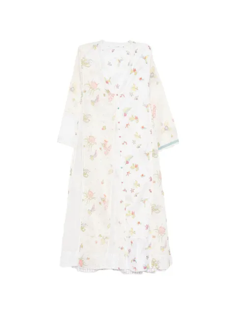 INJIRI floral-print V-neck midi dress