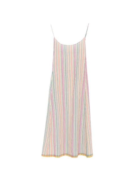 INJIRI vertical-stripe sleeveless midi dress