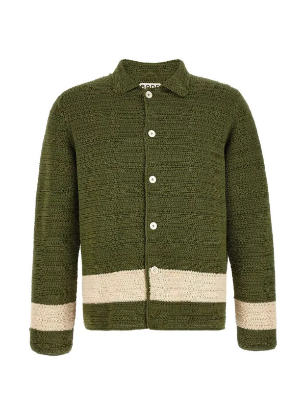 Bode Marsh Crochet-knit Shirt in Green