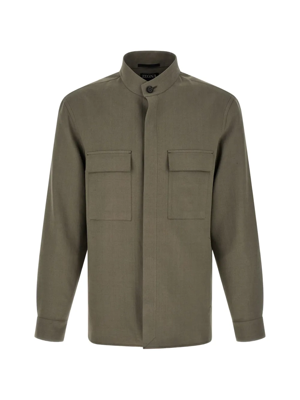 Zegna Oasi lino mandarin-collar overshirt - Grigio