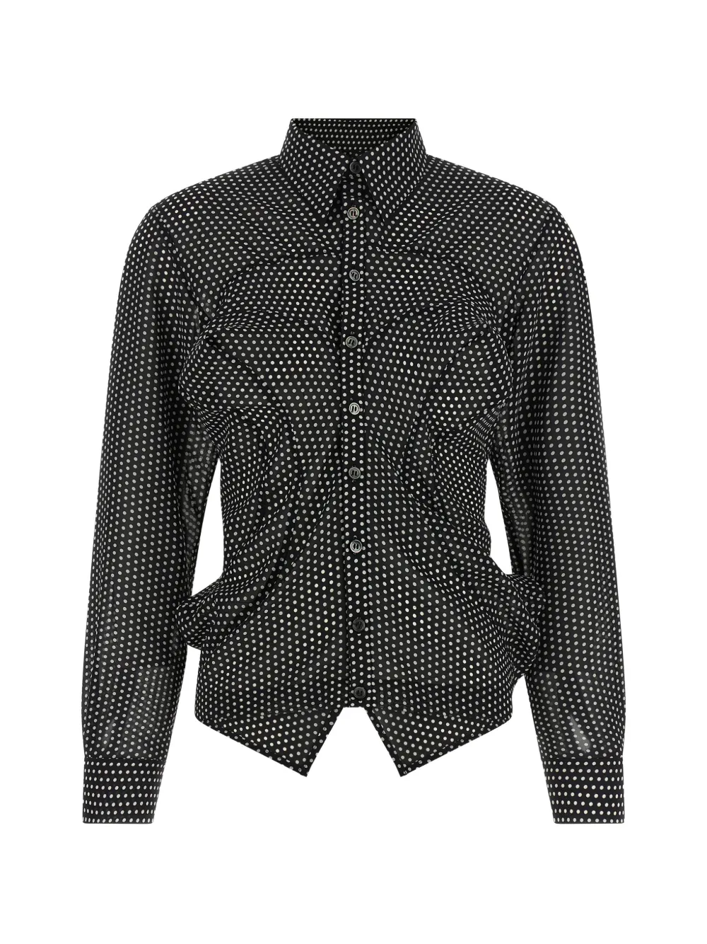 Junya Watanabe polka-dot asymmetric-hem shirt - Nero