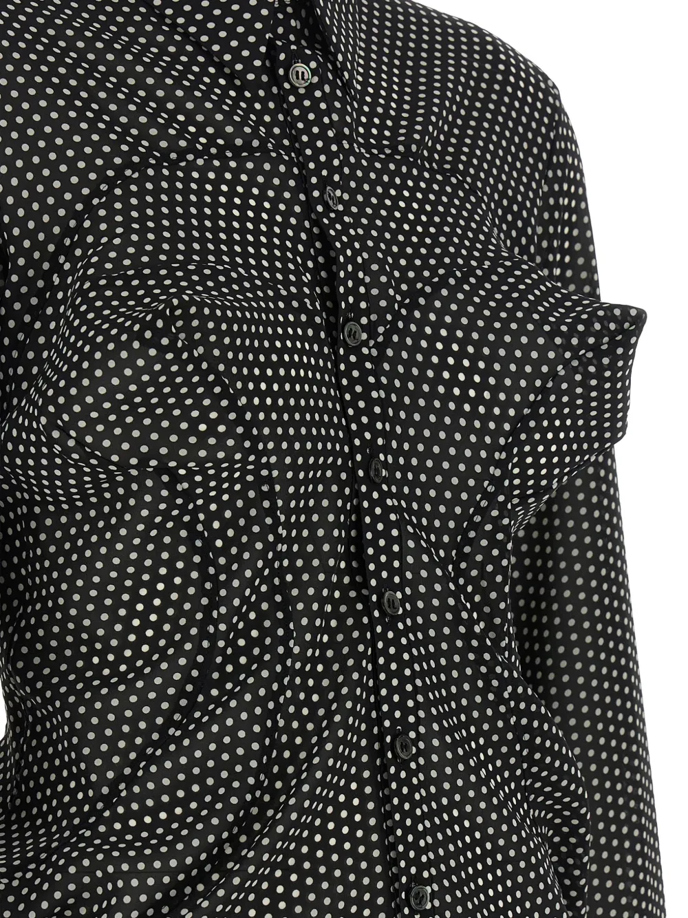 Junya Watanabe Blouse met asymmetrische afwerking en stippen Zwart