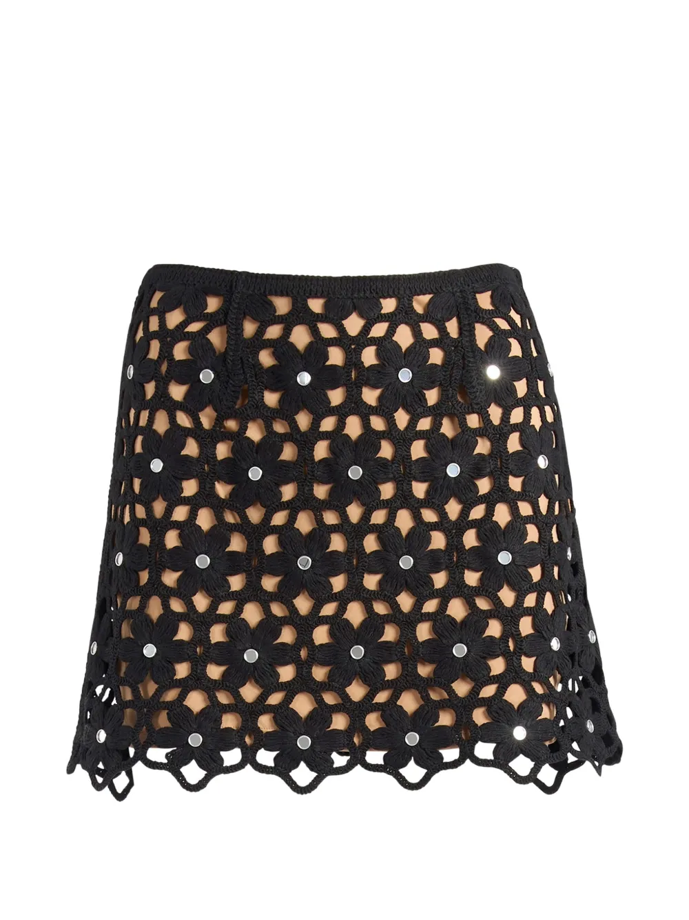 Michael Kors floral-crochet mirror-embellished mini skirt - Nero