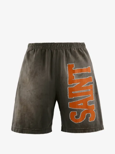 SAINT MXXXXXX logo-print track shorts