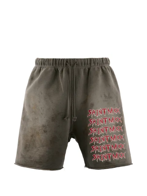 SAINT MXXXXXX logo-print track shorts
