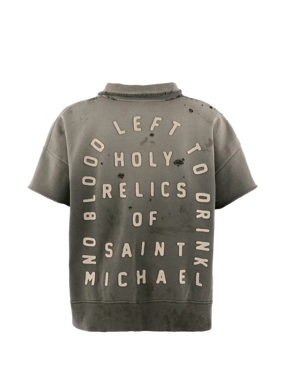 SAINT MXXXXXX Distressed half-zip Polo Shirt | Grey | FARFETCH
