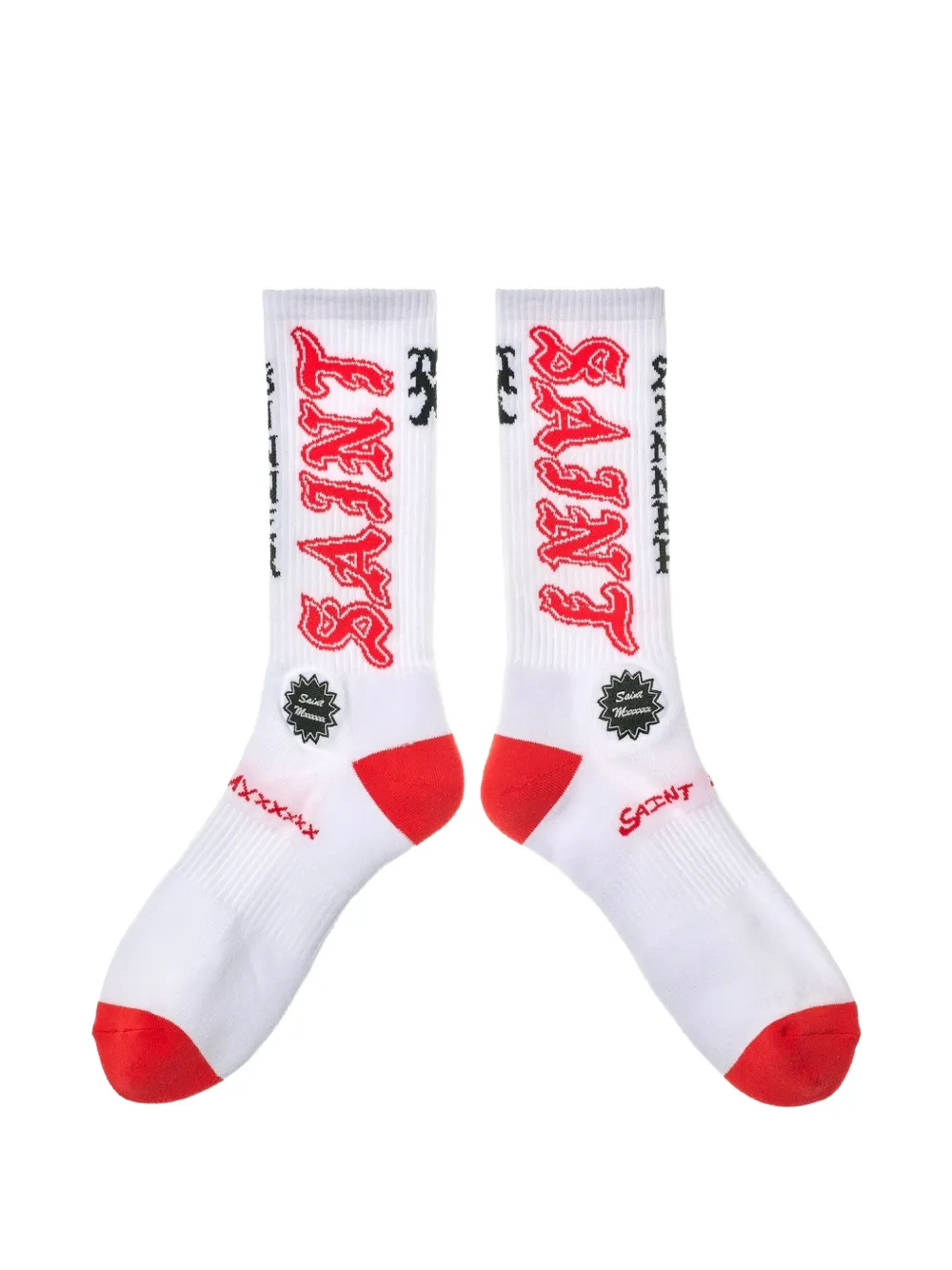 SAINT MXXXXXX logo-lettering ribbed-knit socks - Weiß