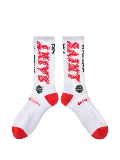 SAINT MXXXXXX logo-lettering ribbed-knit socks
