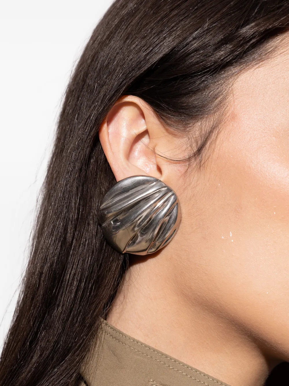 Chloé Pleats Earrings in Silver, view 2