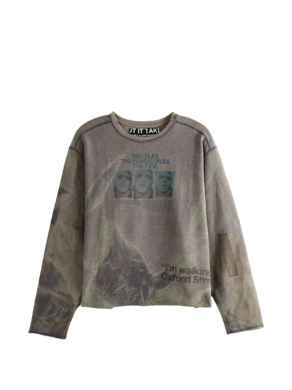 SAITOS T-shirt con stampa grafica e maniche lunghe - Marrone