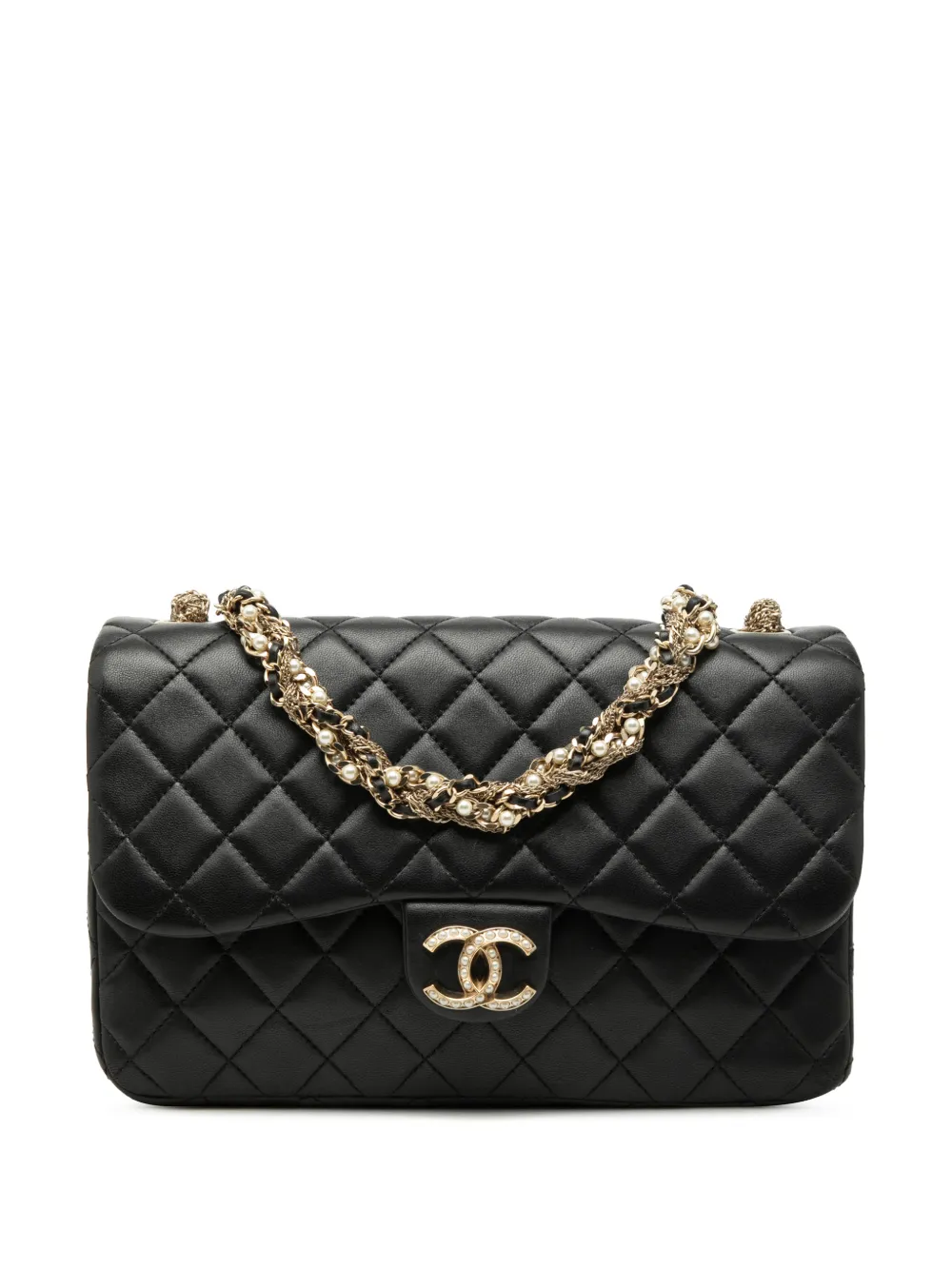 CHANEL Pre-Owned 2014-2015 Medium Quilted Lambskin Westminster Pearl Flap shoulder bag - Nero