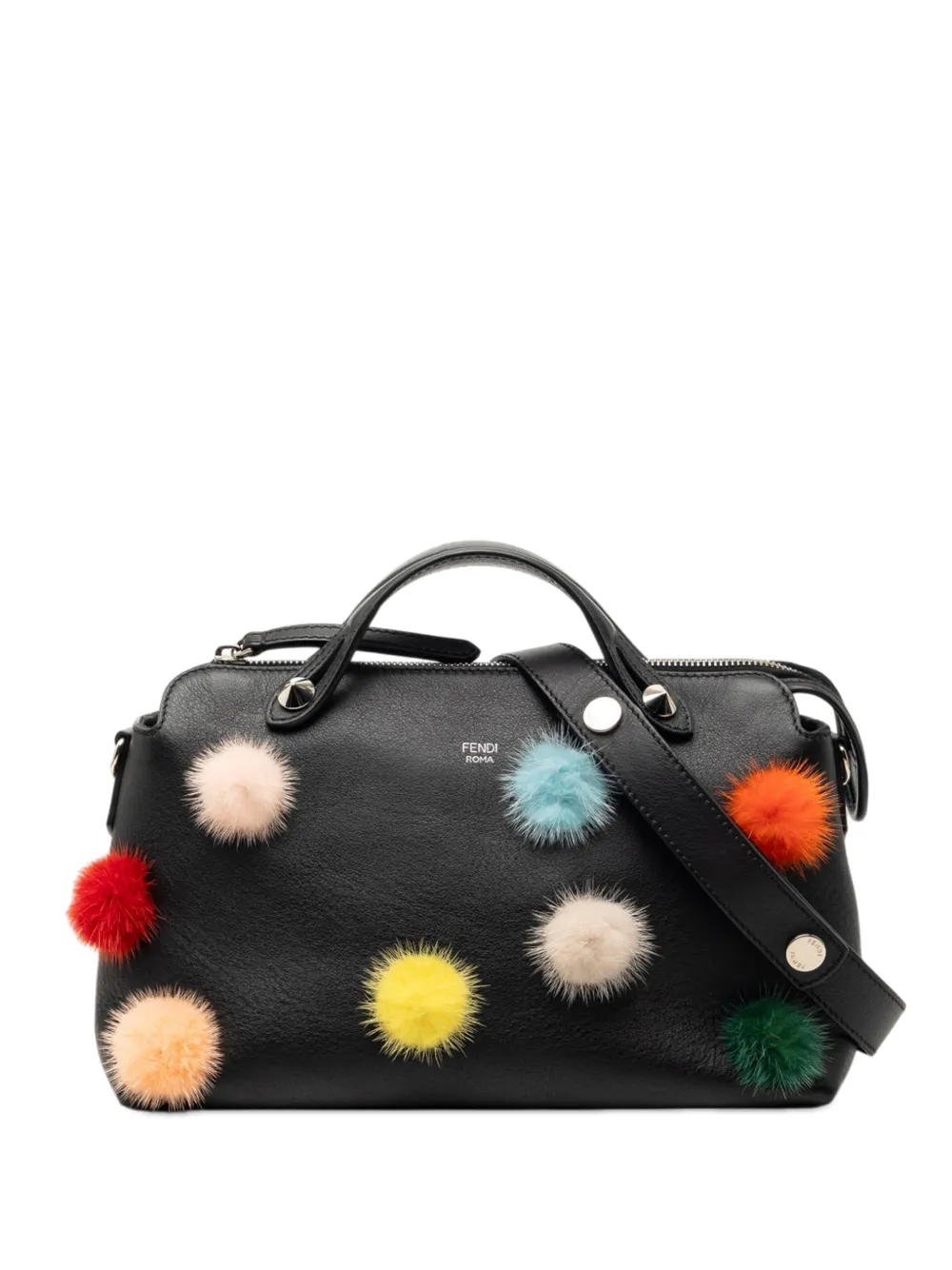 Fendi Pre-Owned 2010-2026 Medium Leather Pompom By The Way satchel - Nero