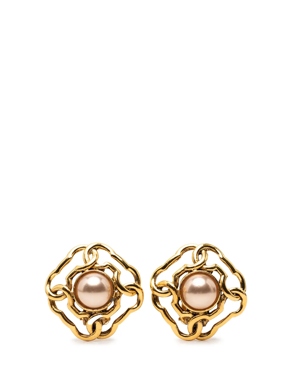 CHANEL Pre-Owned 1980-1990 Gold Plated Faux Pearl Clip On Earrings costume earrings - Oro