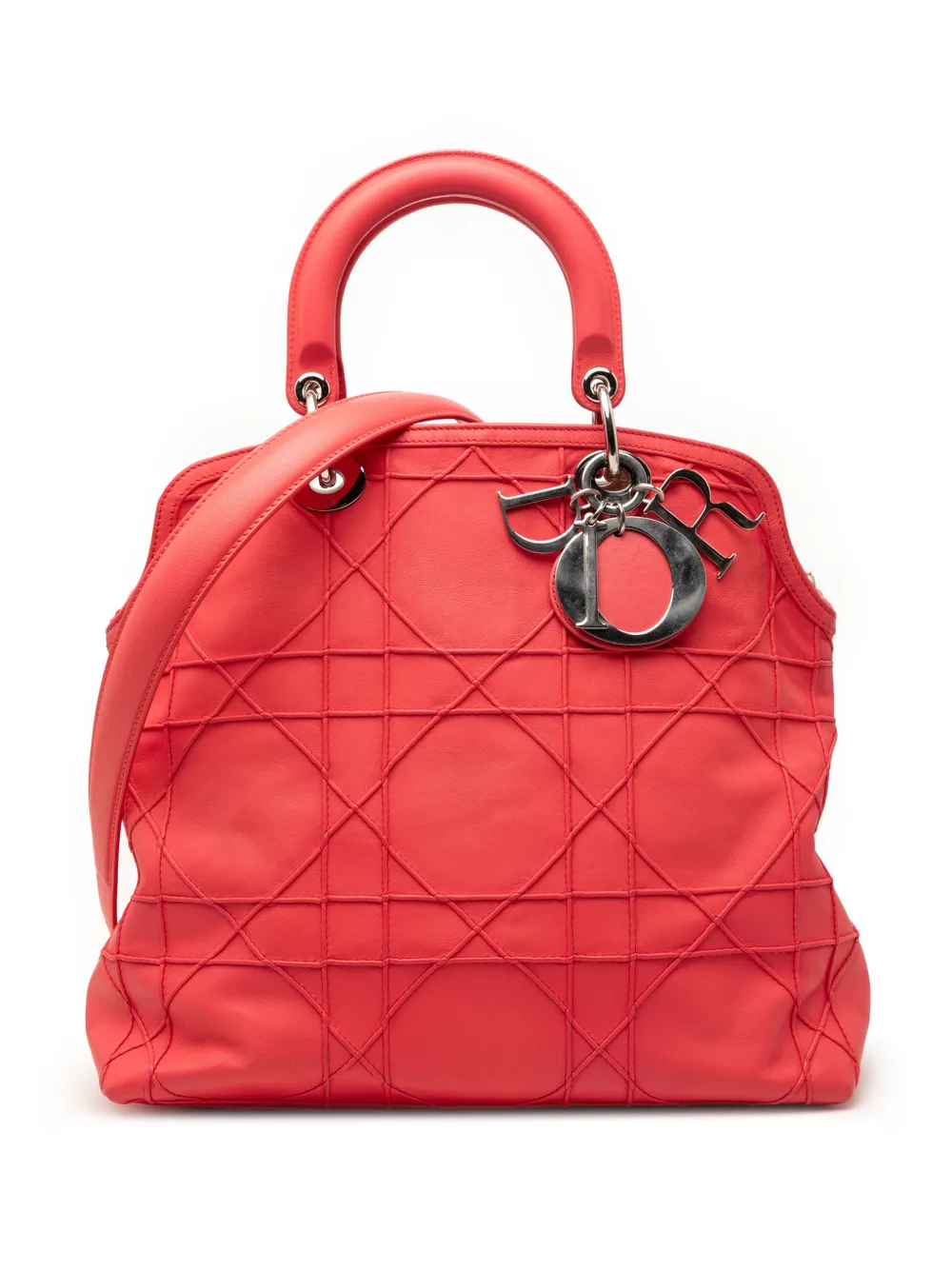 Christian Dior Pre-Owned 2012 Medium Lambskin Cannage Polochon Granville satchel - Rosa