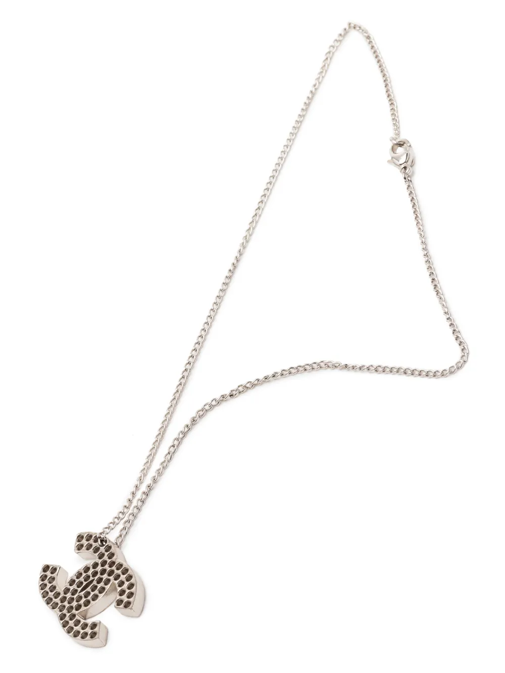 CHANEL Pre-Owned 2003 Perforated CC Brass Pendant Necklace costume necklace - Argento