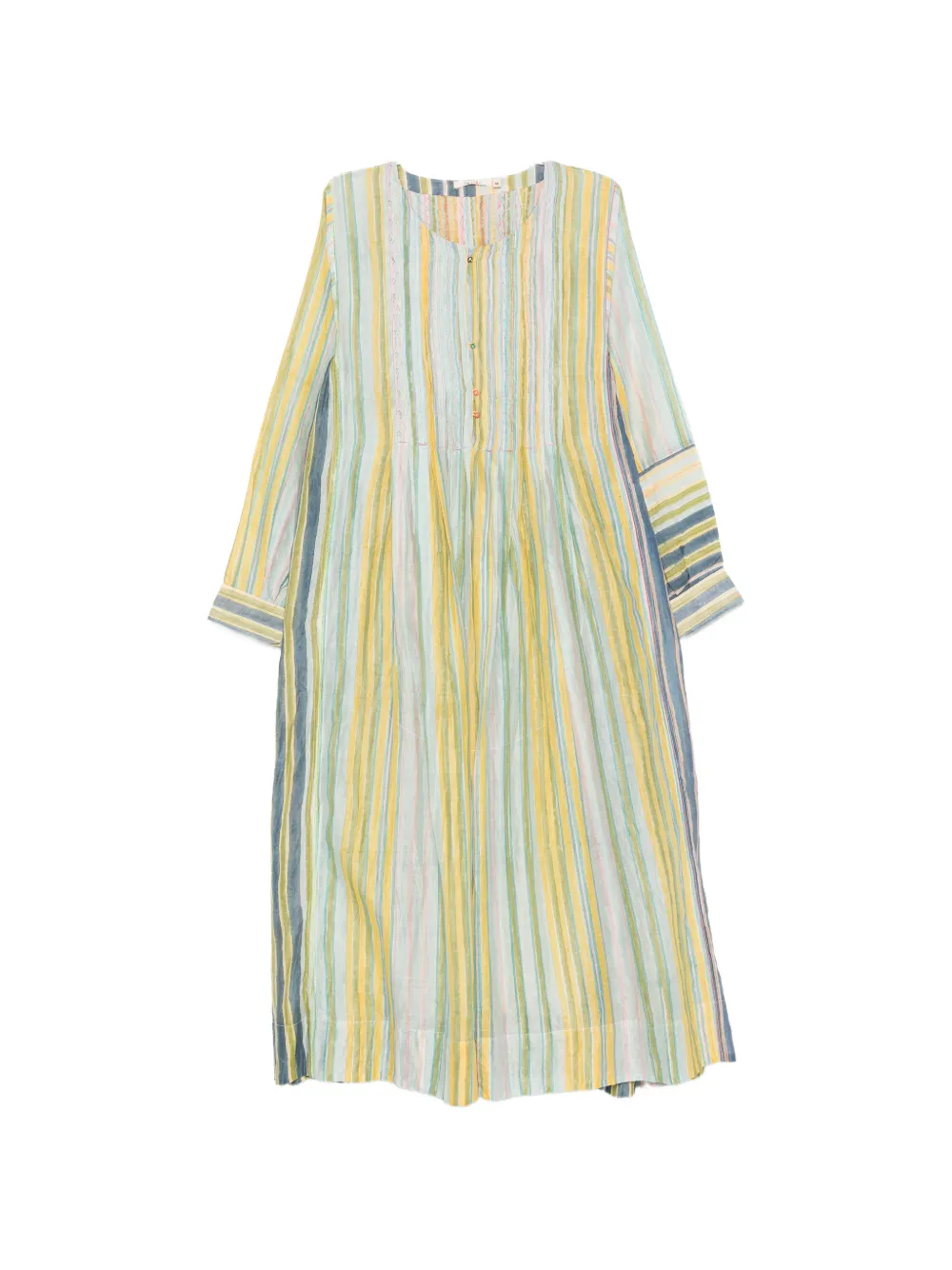 Injiri Striped Pleated-detail Midi Dress In Gold
