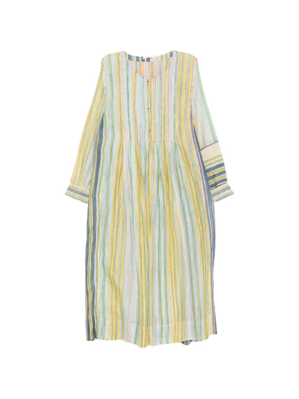 INJIRI striped pleated-detail midi dress - Blu