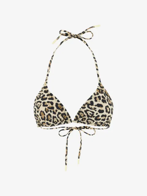 Goldbergh top de bikini estilo triángulo Elixer con estampado de leopardo