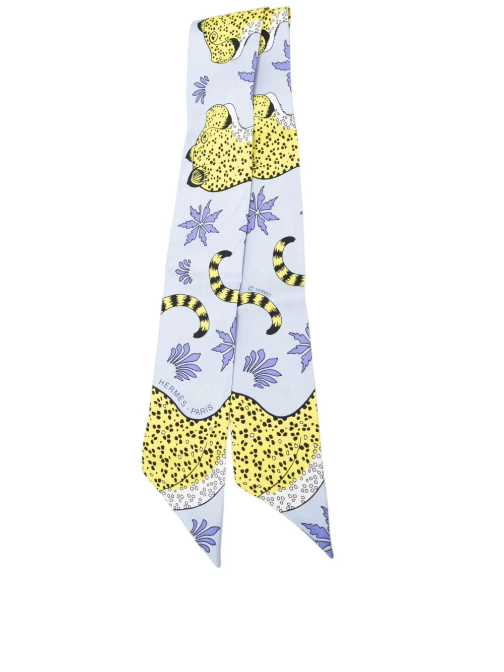Hermès Pre-Owned 1990-2010 Les Leopards Silk Twilly Scarf scarves - Blau