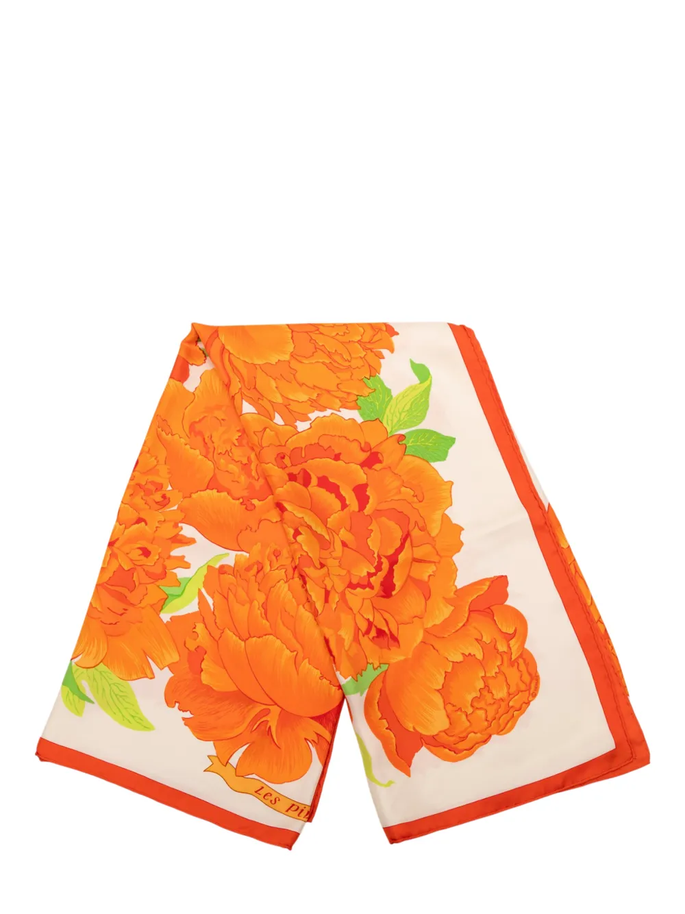 Hermès Pre-Owned 20th Century Les Pivoines Silk Scarf 90 scarves - Orange