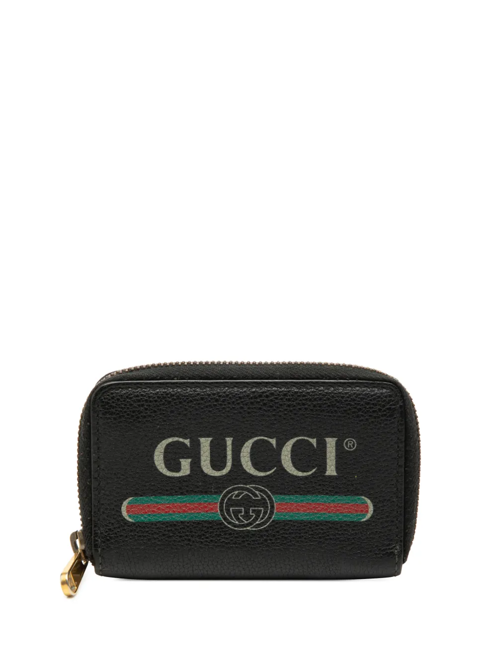 Gucci Pre-Owned 2000-2015 Grained Calfskin Logo Zip Around coin pouch - Schwarz