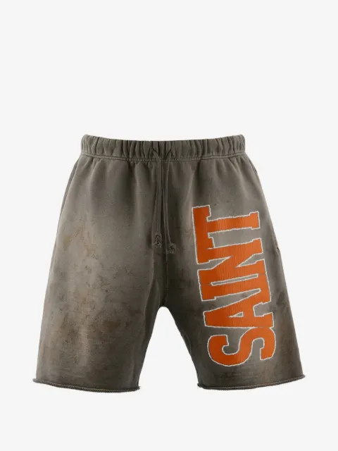 SAINT MXXXXXX logo-print track shorts