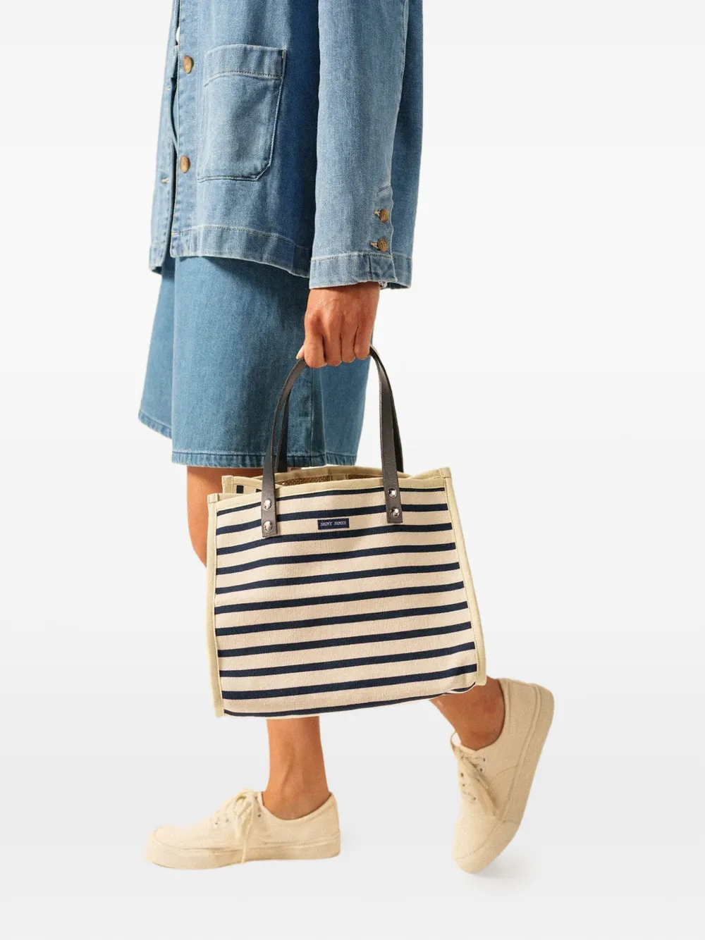 Saint James striped tote bag - Toni neutri