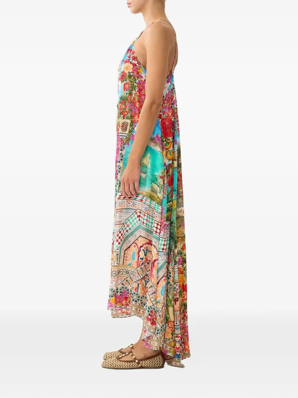 Camilla maxi-dress met print en hardware Blauw