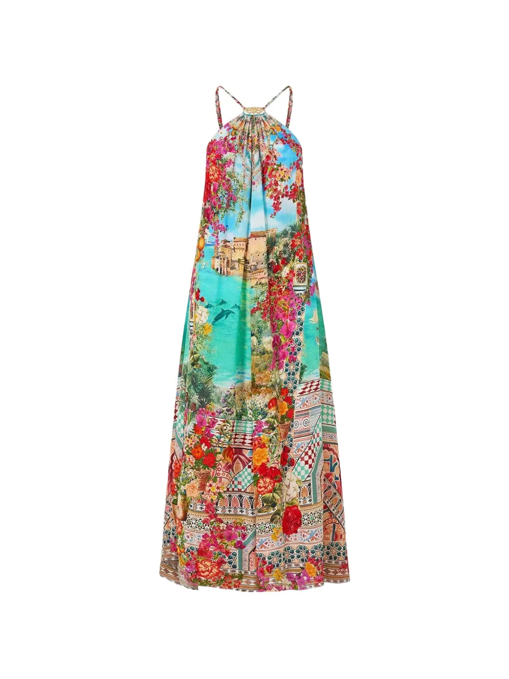 Camilla hardware-detail printed maxi dress - Blau