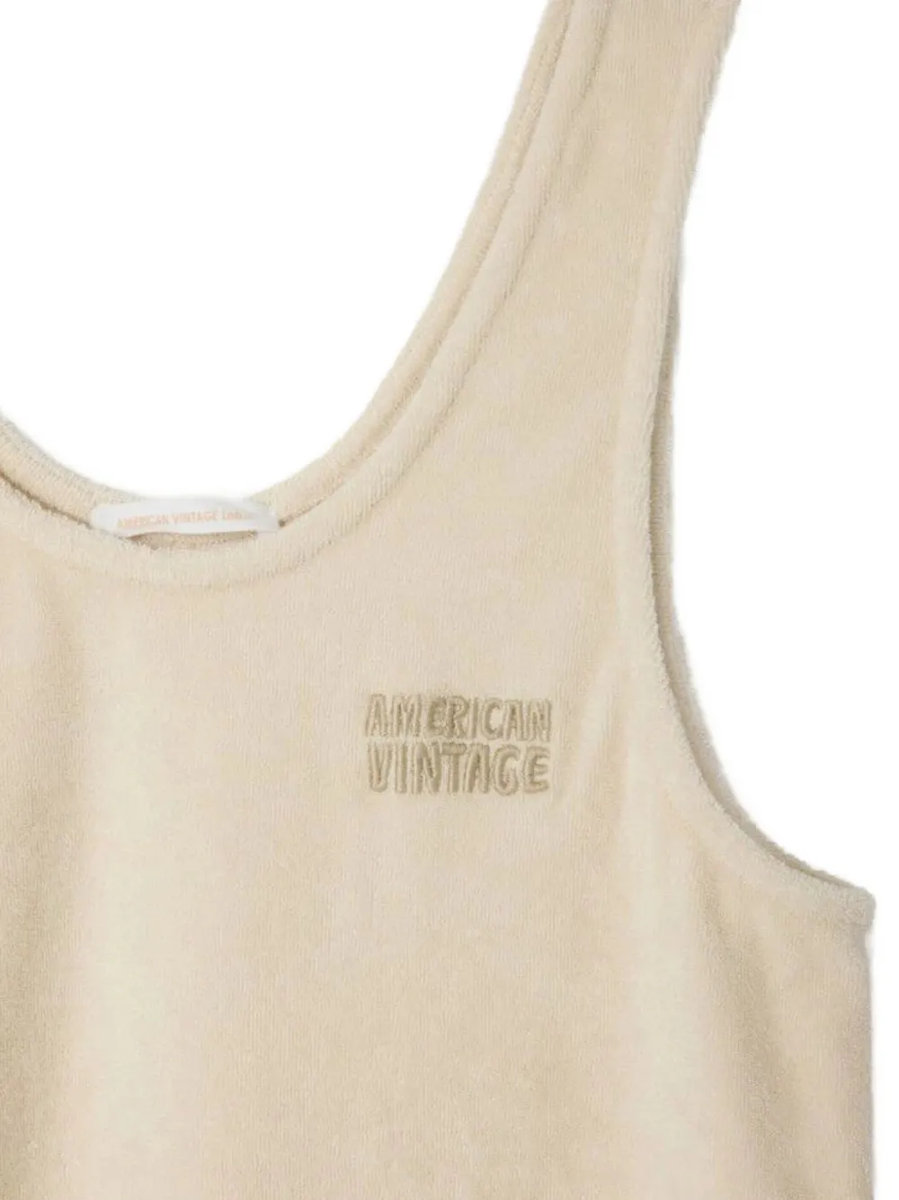 American Vintage Fuxow badstof tanktop met geborduurd logo Beige