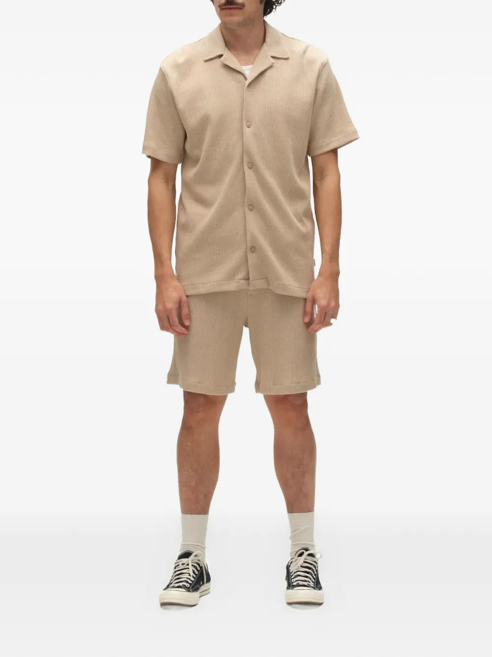 GABBA GABvalente Wup wafelgebreid overhemd Beige