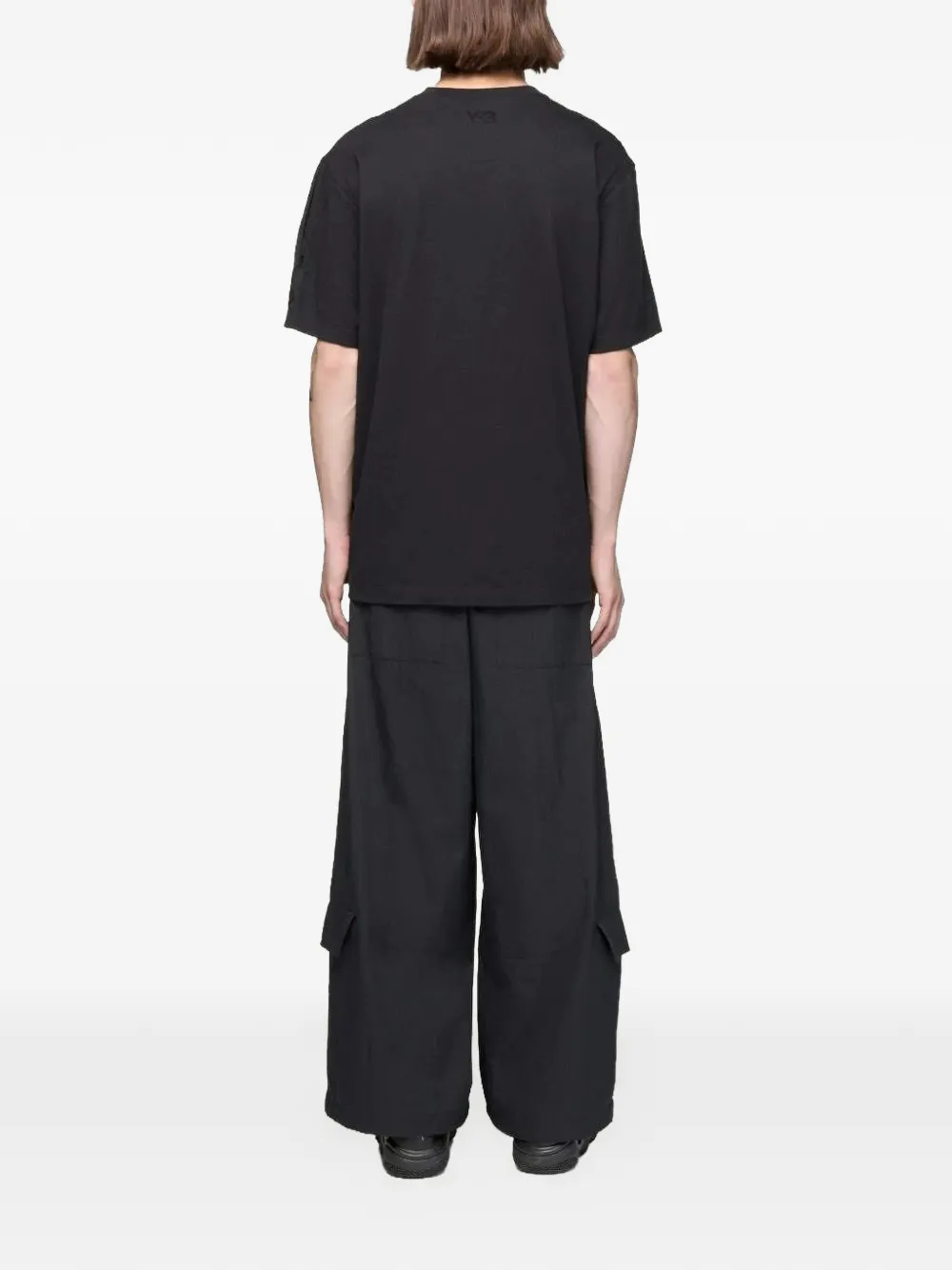 Y-3 Cargo broek met wijde pijpen en logo-print Zwart