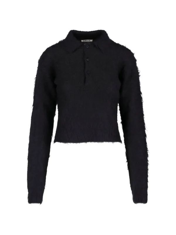 Auralee Brushed-knit Sweater in Black