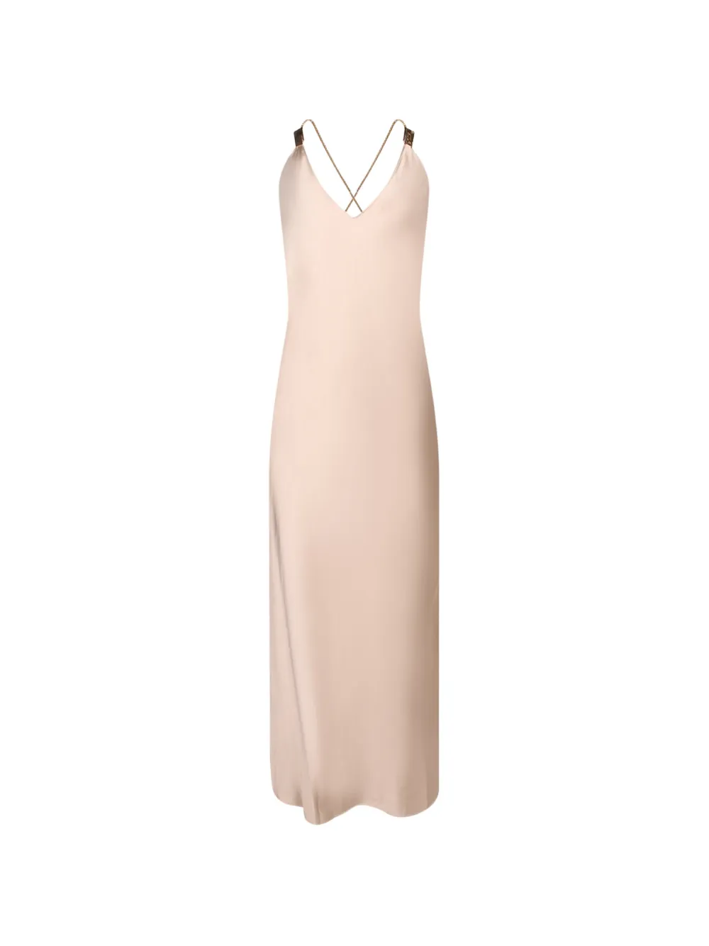 Danamè Selena Chain-link-strap Backless Midi Dress In Neutral
