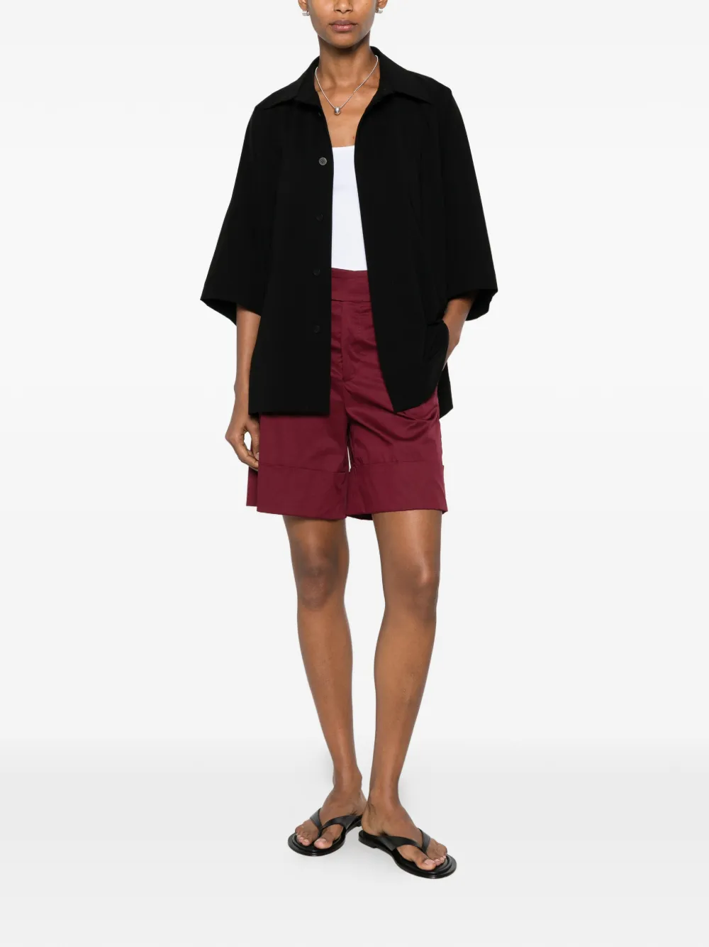 Berwich Nadine shorts met knoopdetail Rood