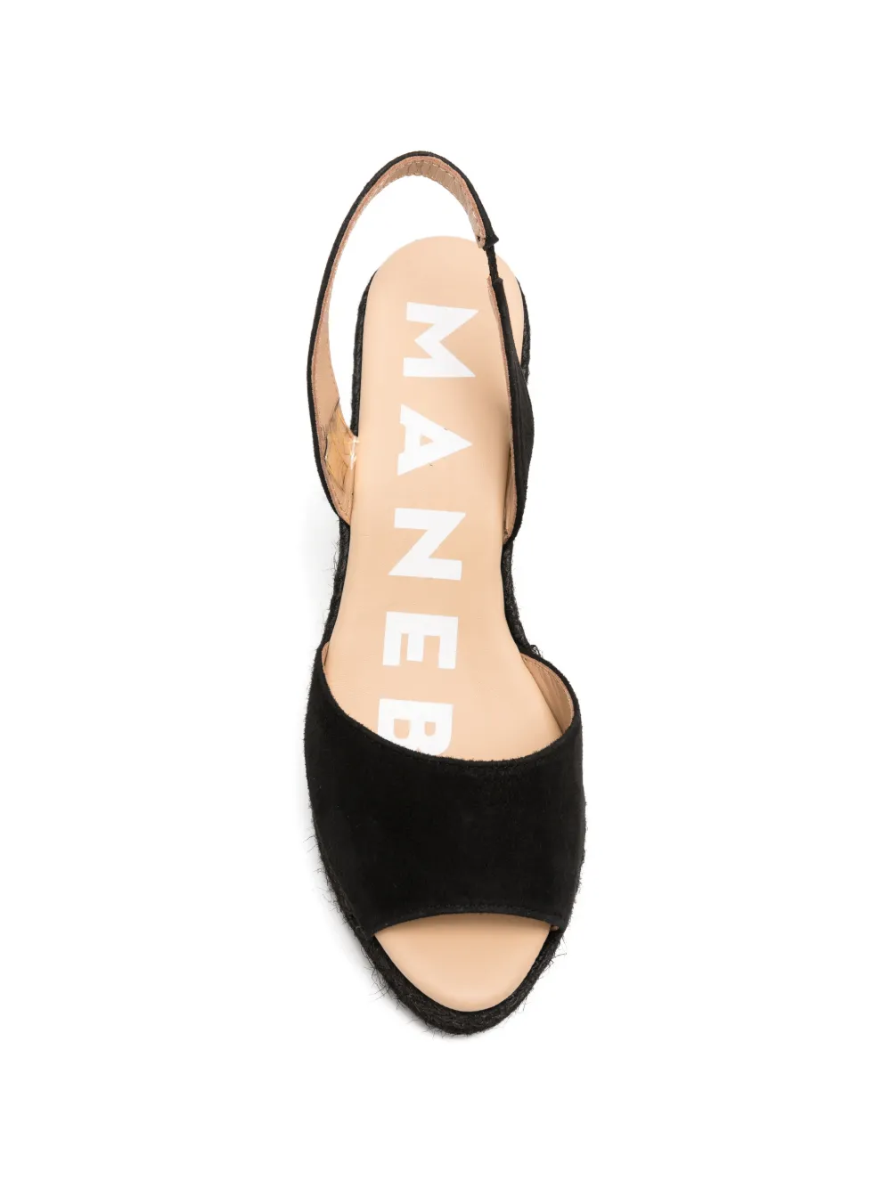 Manebi suede jute-sole heeled sandals Zwart