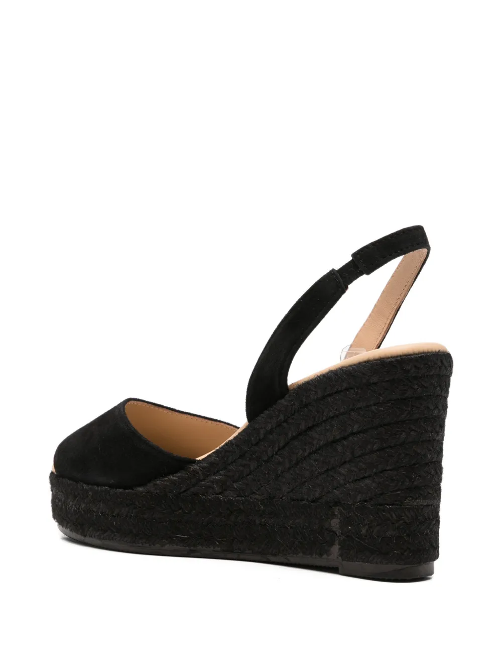 Manebi suede jute-sole heeled sandals Zwart