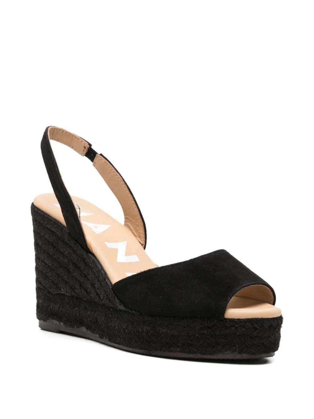Manebi suede jute-sole heeled sandals Zwart