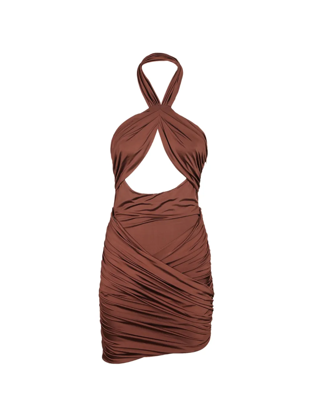 Amen draped-design mini dress - Marrone