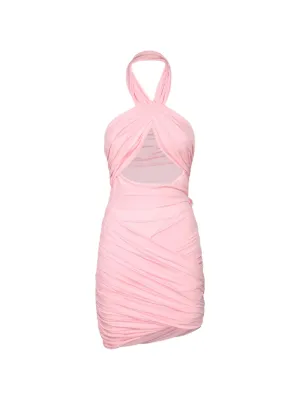 Alexander Wang Halterneck Asymmetric Mini Dress | Pink | FARFETCH
