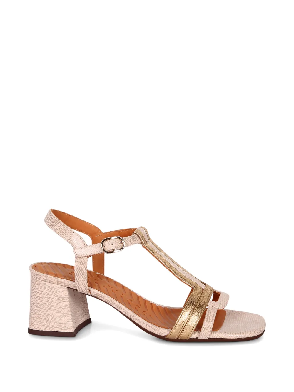 Chie Mihara lizard-effect metallic-trim sandals Beige