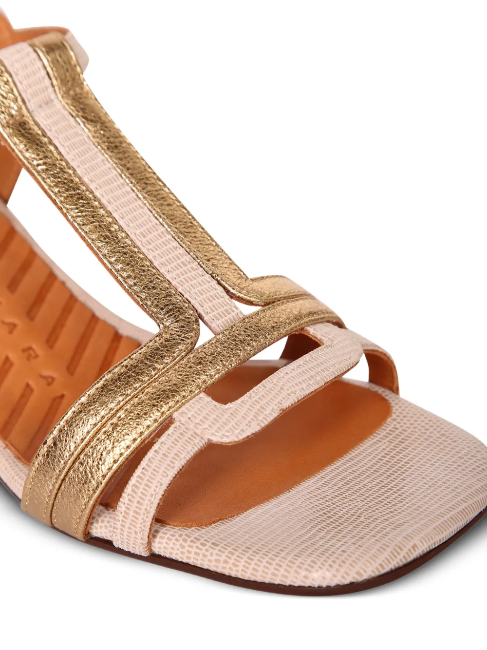 Chie Mihara lizard-effect metallic-trim sandals Beige