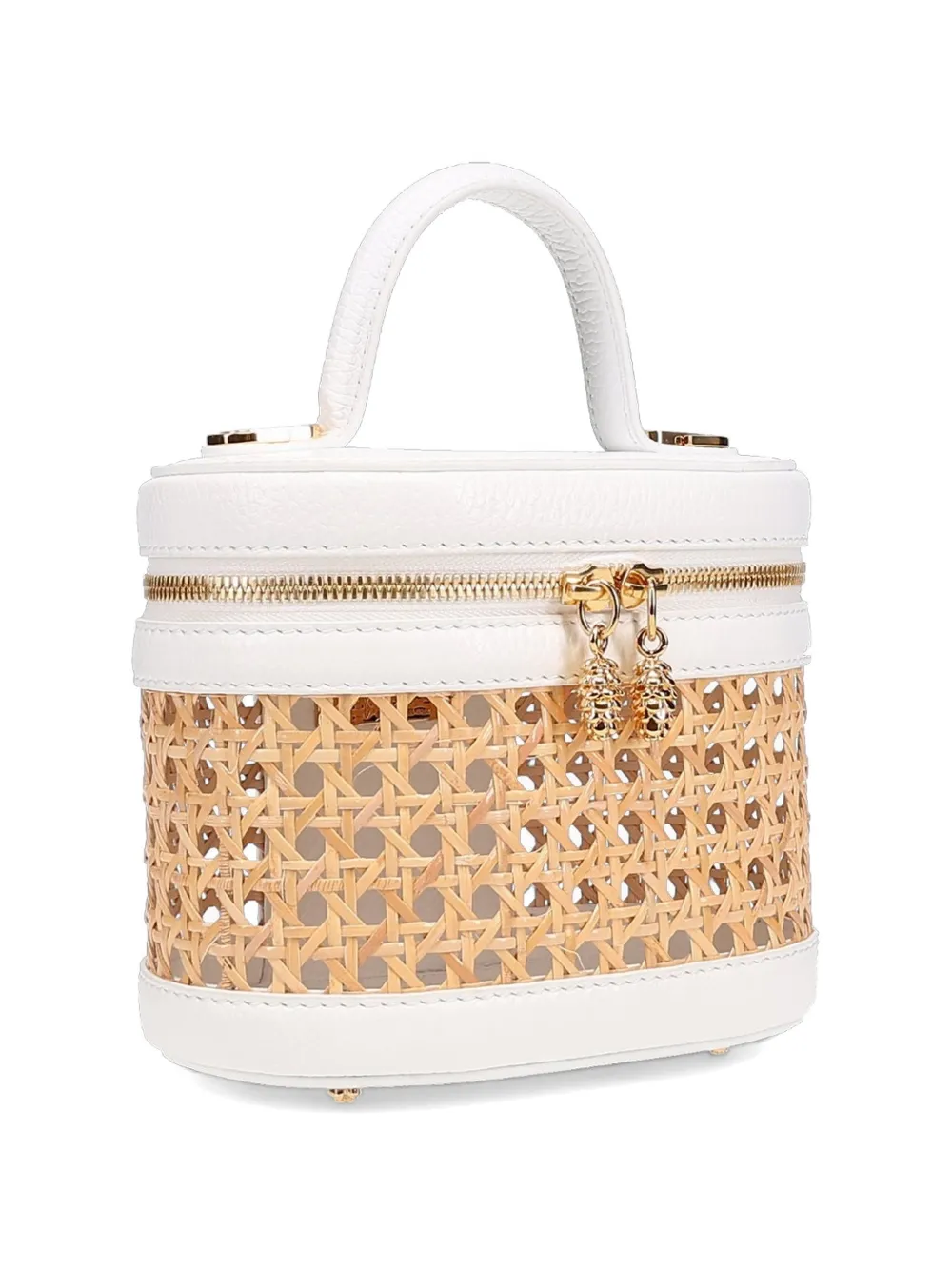 Tyler Ellis Kleine Victoria shopper met rieten vlak Beige