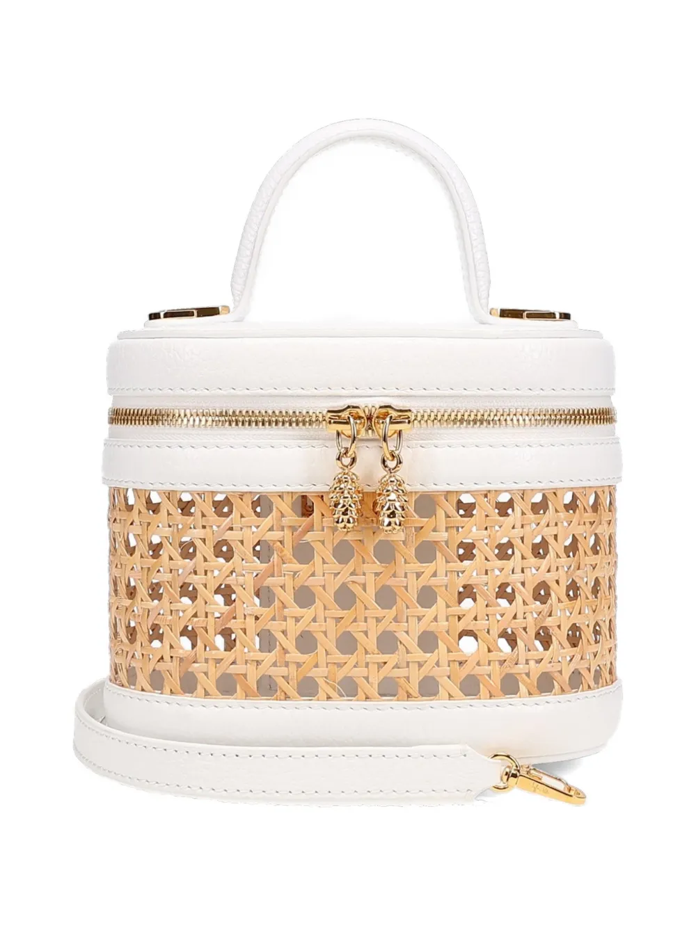Tyler Ellis Kleine Victoria shopper met rieten vlak Beige